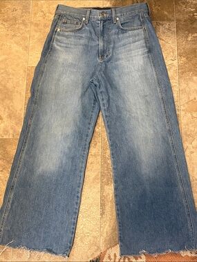 Veronica Beard Taylor Wide Leg Crop High Rise Jeans